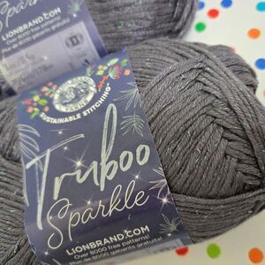 LION BRAND YARN TRIBOO SPARKLE YARN 2 SKEINS Thunder